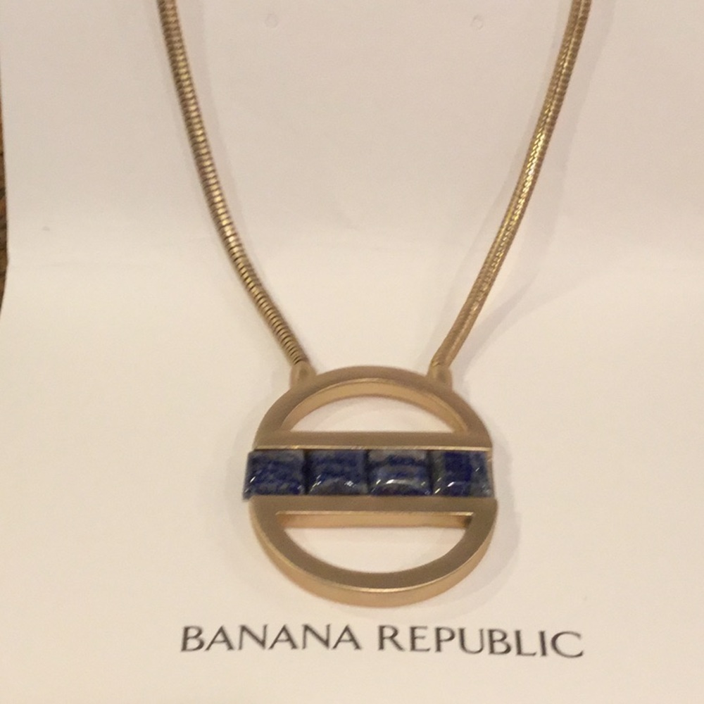 Banana Republic gold lapis necklace NWT